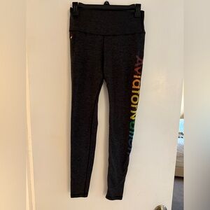 Aviator Nation Gray Leggings with Rainbow Lettering